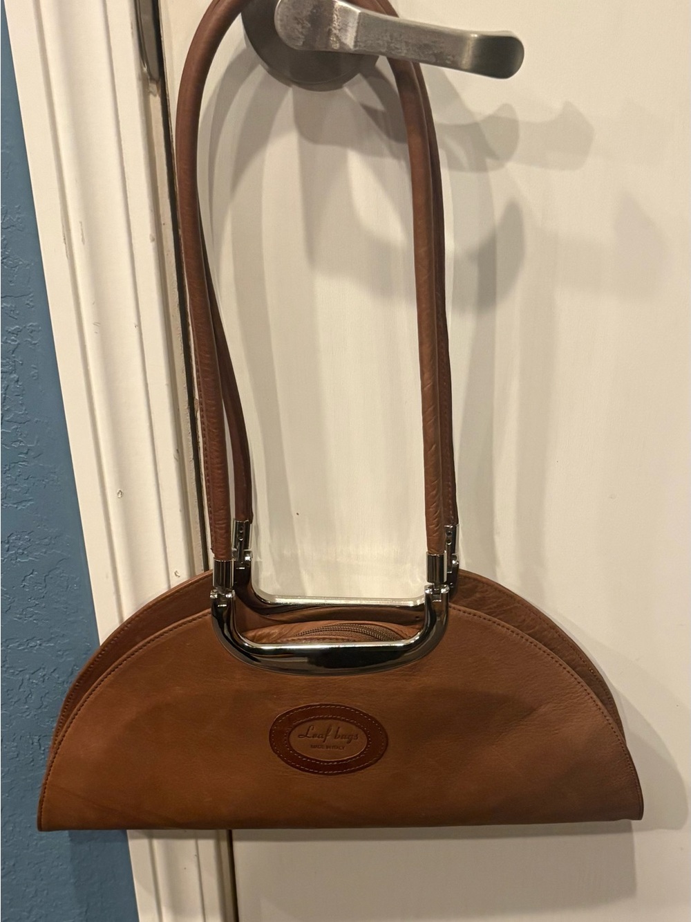 Vintage Vera Pelle  Semi-Circle Shoulder Bag with Polished Hardware